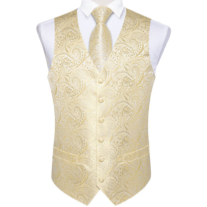 White Waistcoat Men's Linen White Paisley Collar Vest Set vest set    - Sophisticated Gentlemen