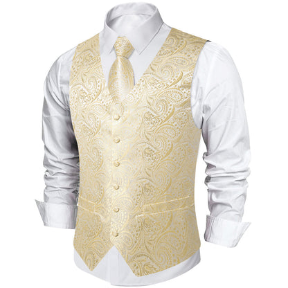 White Waistcoat Men's Linen White Paisley Collar Vest Set vest set    - Sophisticated Gentlemen