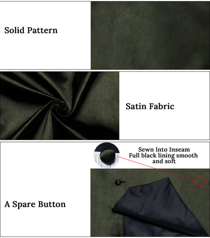 Olive Green Solid Silk Men's Bowtie Vest Set vest set    - Sophisticated Gentlemen