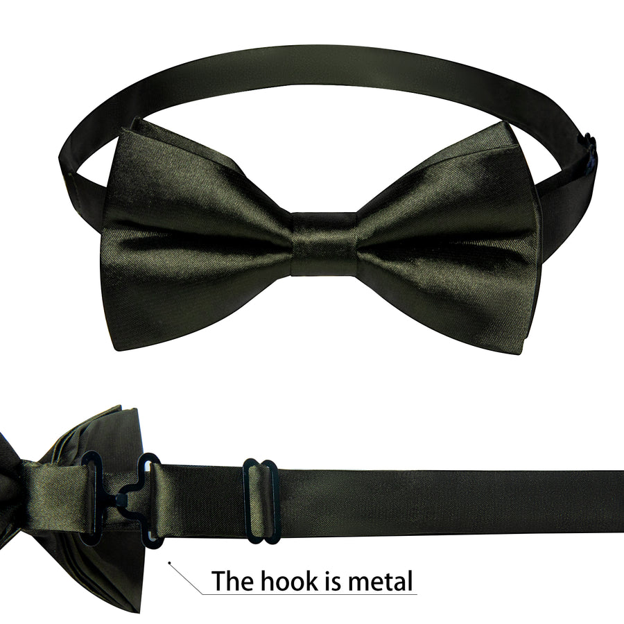 Olive Green Solid Silk Men's Bowtie Vest Set vest set    - Sophisticated Gentlemen