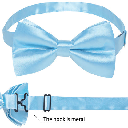 Light Sky Blue Solid Silk Bowtie Vest Set vest set    - Sophisticated Gentlemen