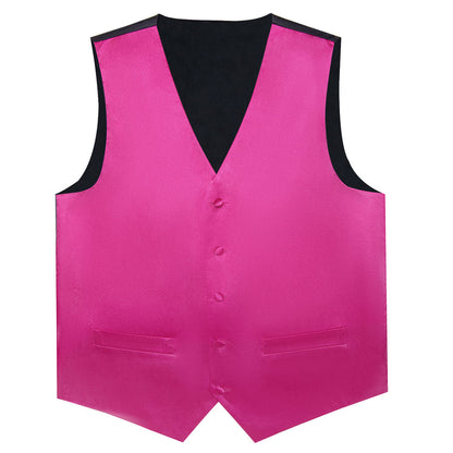 Hot Pink Solid Vest Set vest set    - Sophisticated Gentlemen