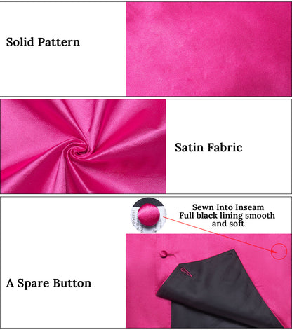 Deep Pink Solid Silk Men's Bowtie Vest Set vest set    - Sophisticated Gentlemen