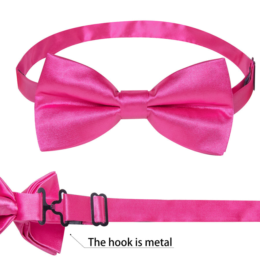 Deep Pink Solid Silk Men's Bowtie Vest Set vest set    - Sophisticated Gentlemen