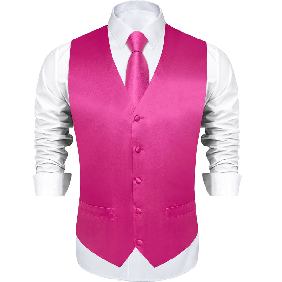 Hot Pink Solid Vest Set vest set    - Sophisticated Gentlemen