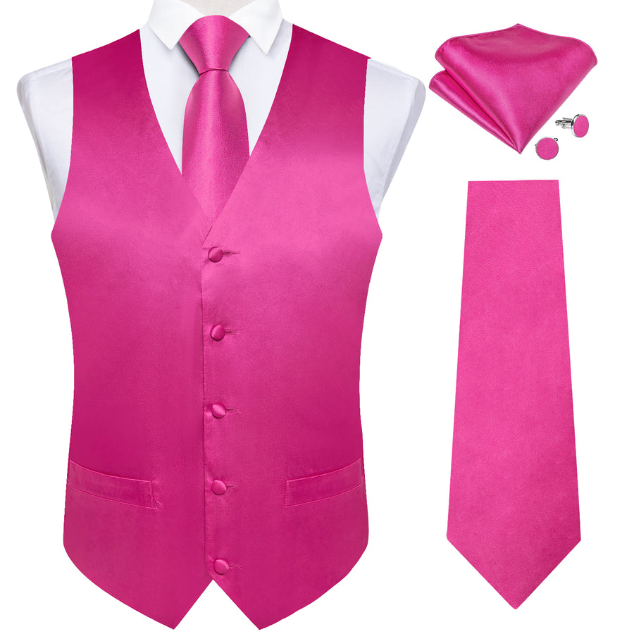 Hot Pink Solid Vest Set vest set    - Sophisticated Gentlemen