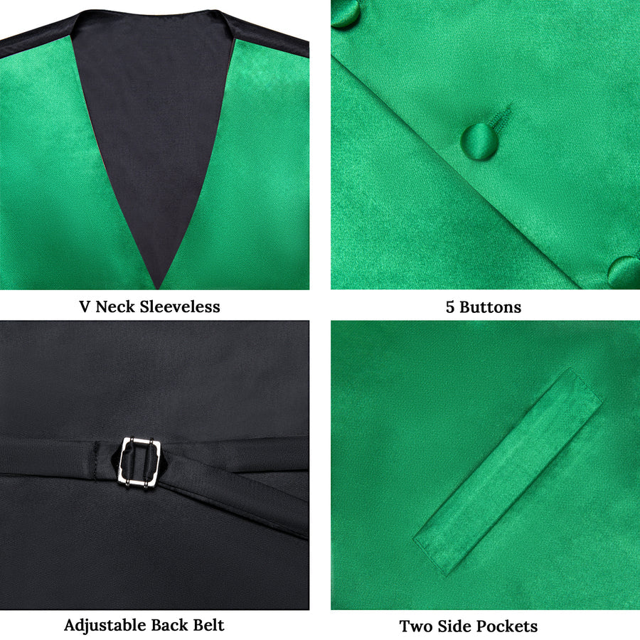 Emerald Green Solid Vest Set vest set    - Sophisticated Gentlemen