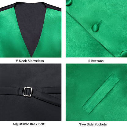 Emerald Green Solid Vest Set vest set    - Sophisticated Gentlemen
