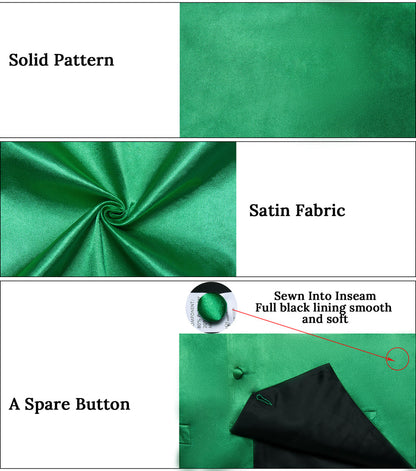 Emerald Green Solid Vest Set vest set    - Sophisticated Gentlemen