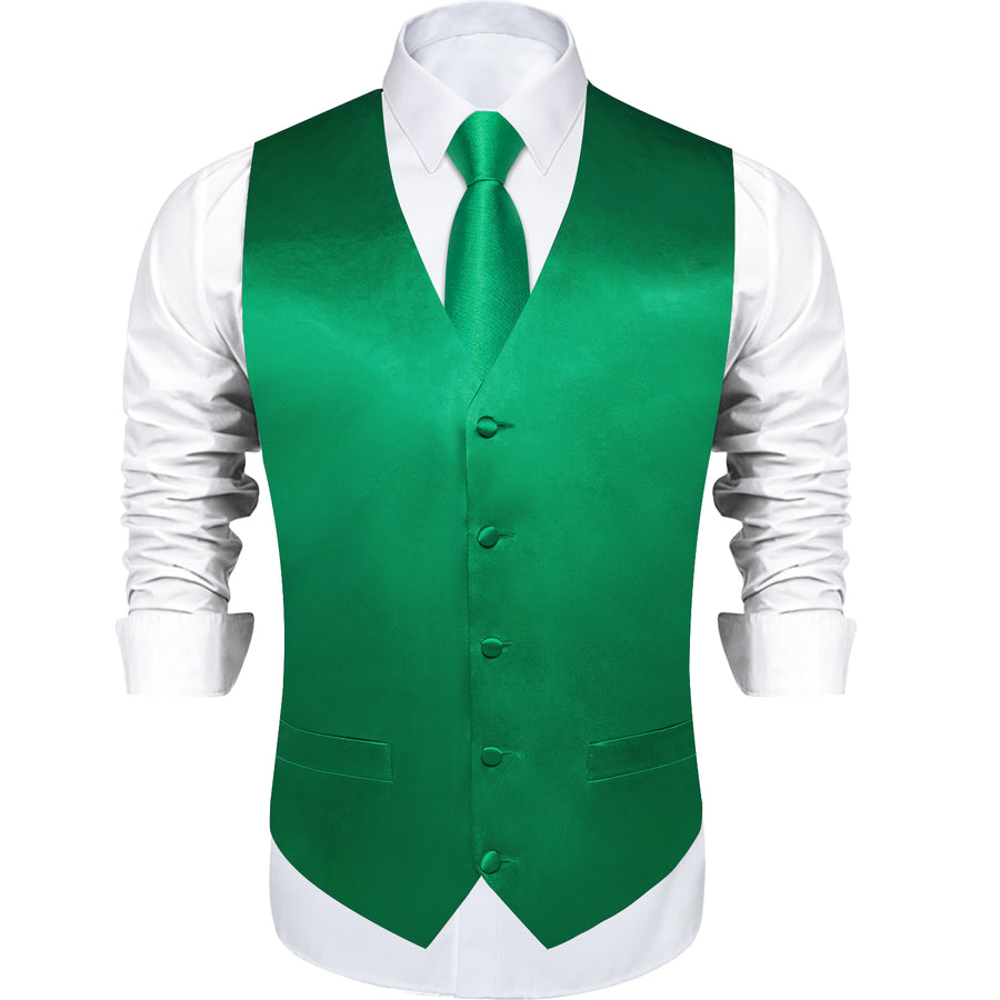 Emerald Green Solid Vest Set vest set    - Sophisticated Gentlemen