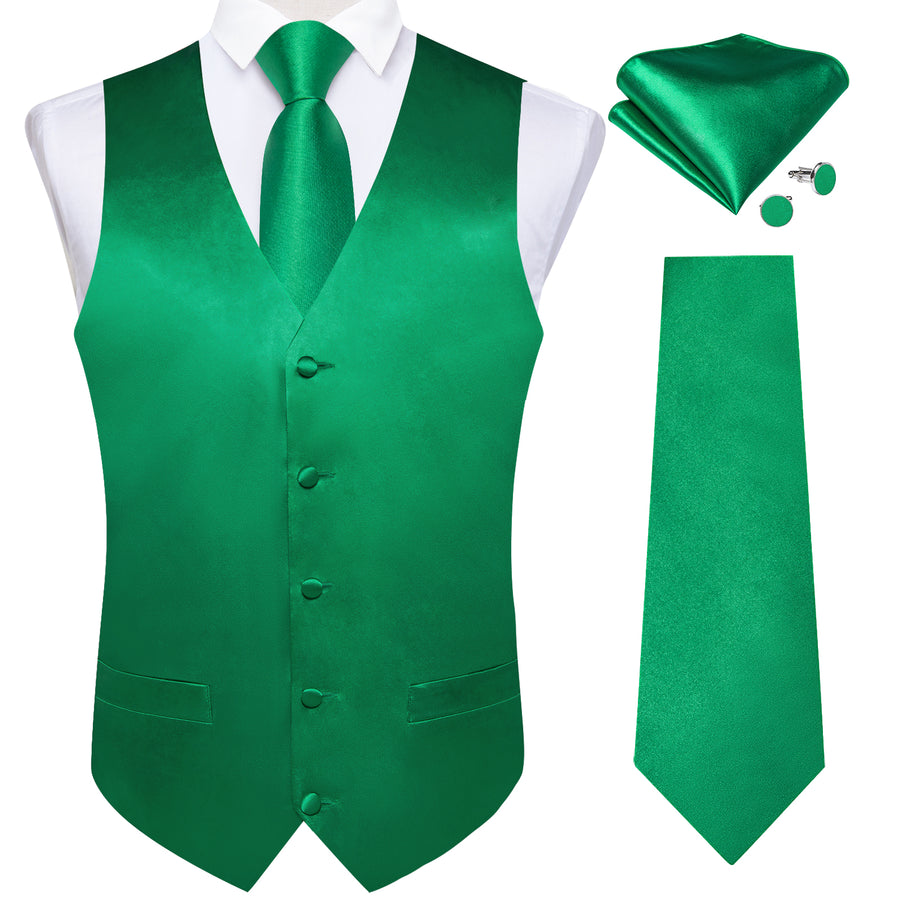Emerald Green Solid Vest Set vest set    - Sophisticated Gentlemen