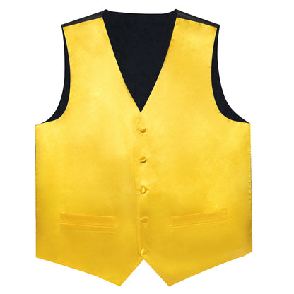 Gloss Butter Yellow Solid Vest Set vest set    - Sophisticated Gentlemen