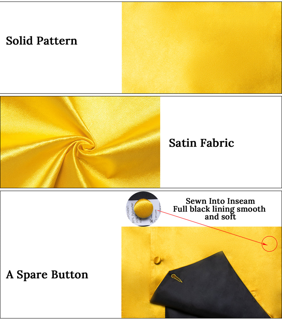 Gloss Butter Yellow Solid Vest Set vest set    - Sophisticated Gentlemen
