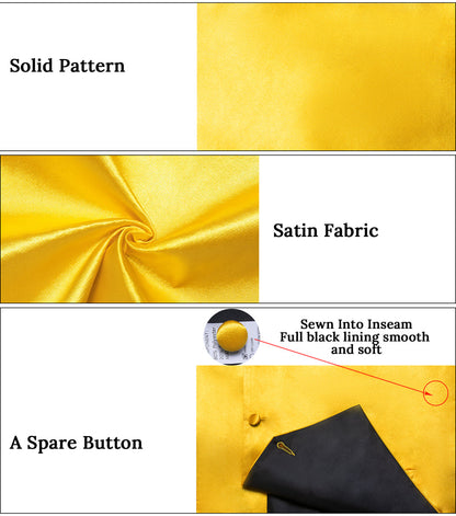 Gloss Butter Yellow Solid Vest Set vest set    - Sophisticated Gentlemen