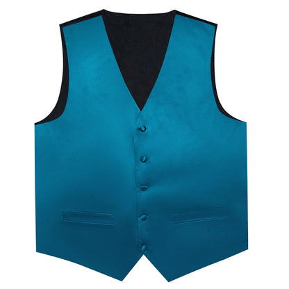 Deep Water Teal Solid Vest Set vest set    - Sophisticated Gentlemen