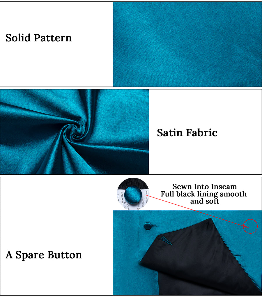 Deep Water Teal Solid Vest Set vest set    - Sophisticated Gentlemen