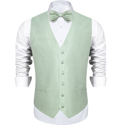 Pistachio Green Polka Dots Men's Bowtie Vest Set vest set    - Sophisticated Gentlemen
