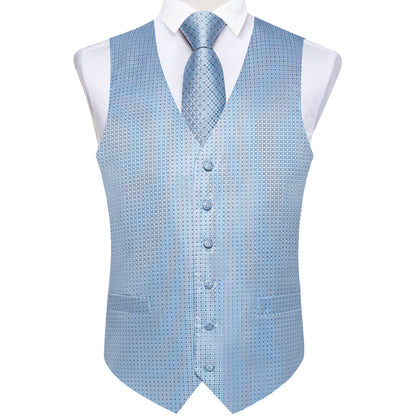 Arctic Blue Polka Dots Men's Vest Set vest set    - Sophisticated Gentlemen