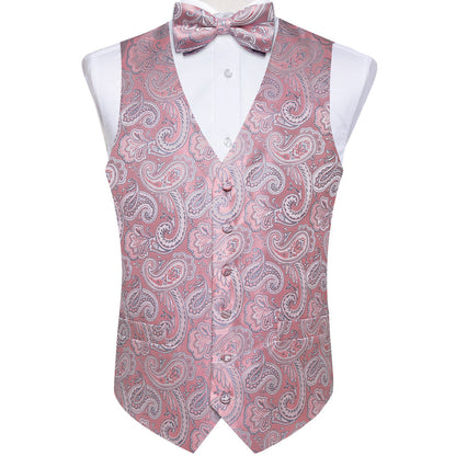 Pink Paisley Men's Bowtie Vest Set vest set    - Sophisticated Gentlemen