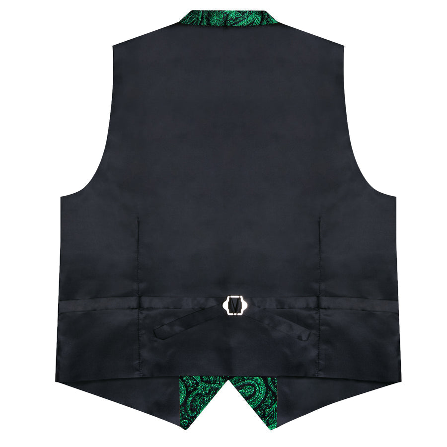 Emerald Green Paisley Jacquard Silk Vest Set vest set    - Sophisticated Gentlemen