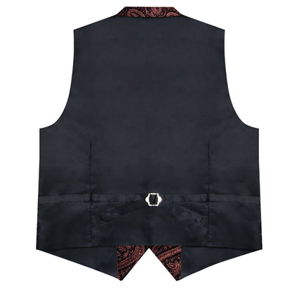 Brown Red Paisley Jacquard Silk Men's Collar Bowtie Vest Set vest set    - Sophisticated Gentlemen