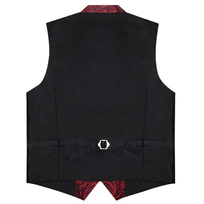 Deep Red Jacquard Paisley Silk Suit Vest Set vest set    - Sophisticated Gentlemen