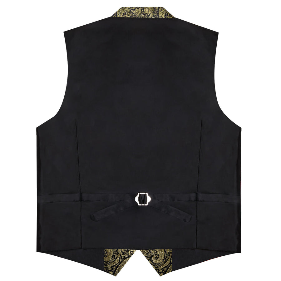 Gold Jacquard Paisley Silk Vest Set vest set    - Sophisticated Gentlemen