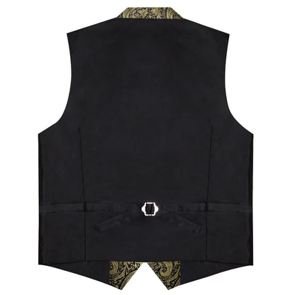 Gold Jacquard Paisley Silk Vest Set vest set    - Sophisticated Gentlemen