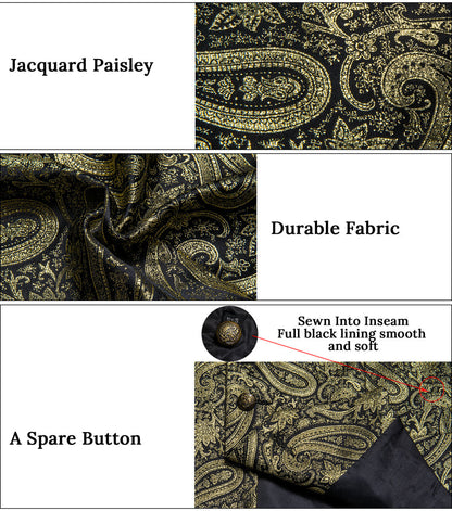 Luxury Golden Paisley Jacquard Silk Men's Bowtie Vest Set vest set    - Sophisticated Gentlemen