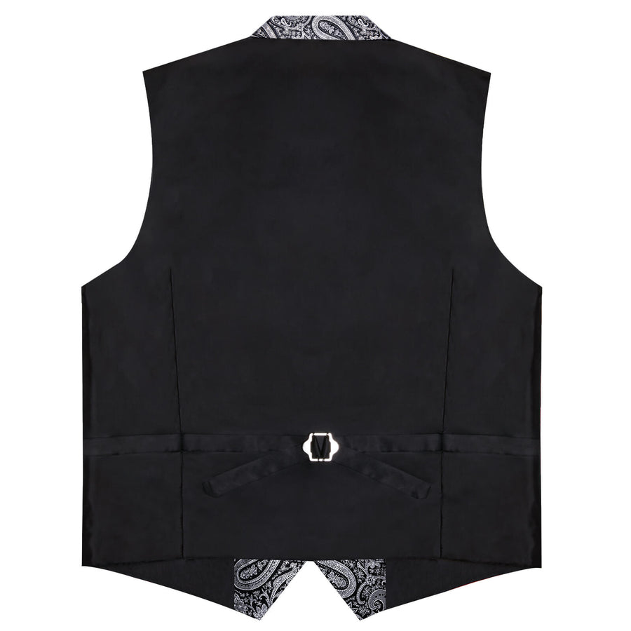 Silver Grey Woven Paisley Silk Suit Vest Set vest set    - Sophisticated Gentlemen