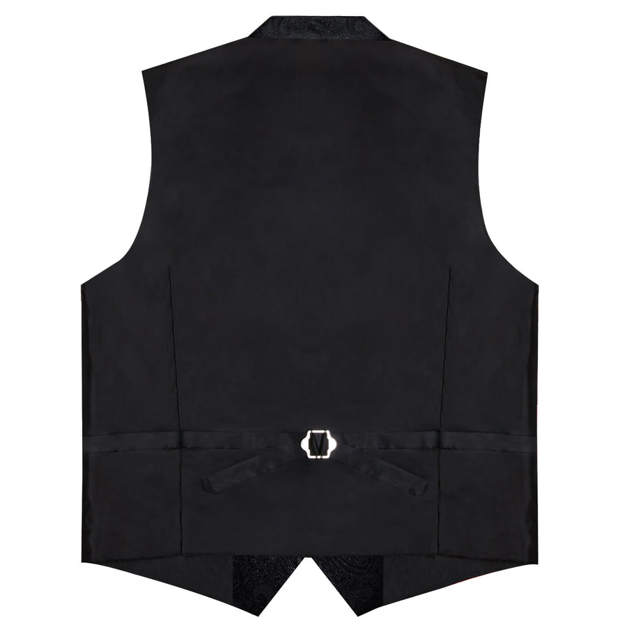 Midnight Black Woven Paisley Silk Suit Vest Set vest set    - Sophisticated Gentlemen