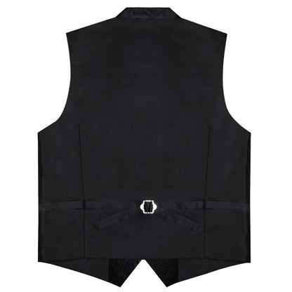 Midnight Black Woven Paisley Silk Suit Vest Set vest set    - Sophisticated Gentlemen