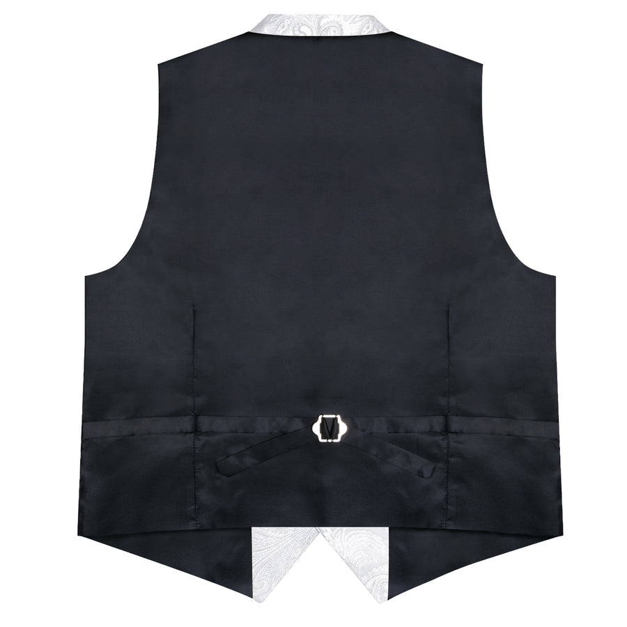 White Paisley Jacquard Silk Men's Collar Bowtie Vest Set vest set    - Sophisticated Gentlemen