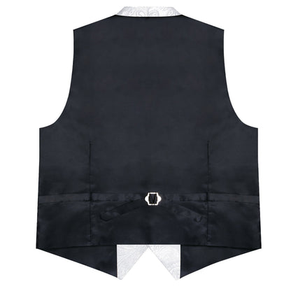 White Paisley Jacquard Silk Men's Collar Bowtie Vest Set vest set    - Sophisticated Gentlemen