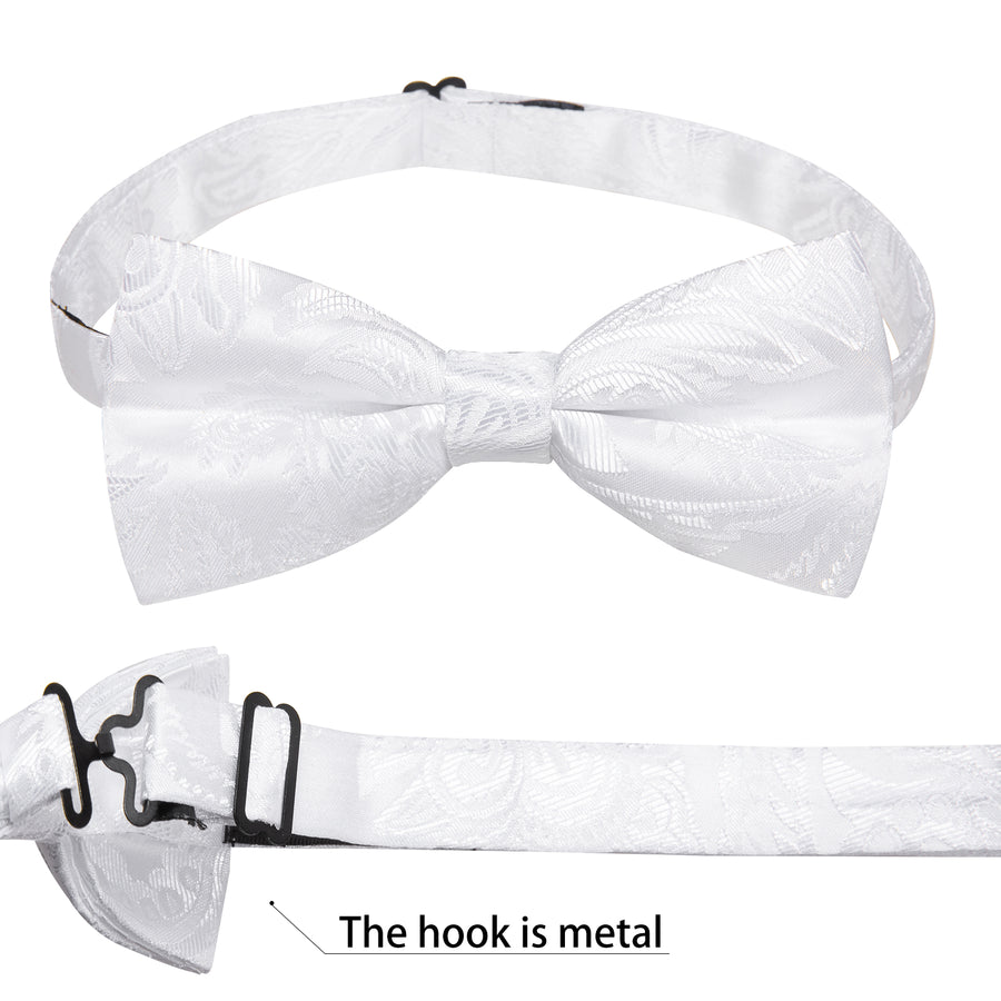 White Paisley Jacquard Silk Men's Collar Bowtie Vest Set vest set    - Sophisticated Gentlemen