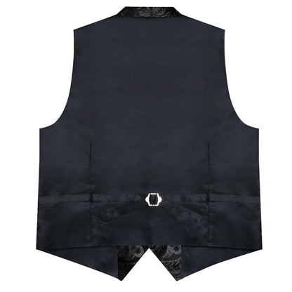 Classic Black Paisley Jacquard Silk Men's Collar Bowtie Vest Set vest set    - Sophisticated Gentlemen