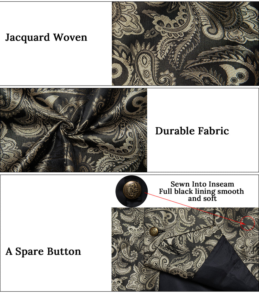 Gray Brown Paisley Men's Collar Vest Set vest set    - Sophisticated Gentlemen