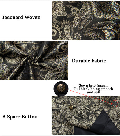 Gray Brown Paisley Men's Collar Vest Set vest set    - Sophisticated Gentlemen
