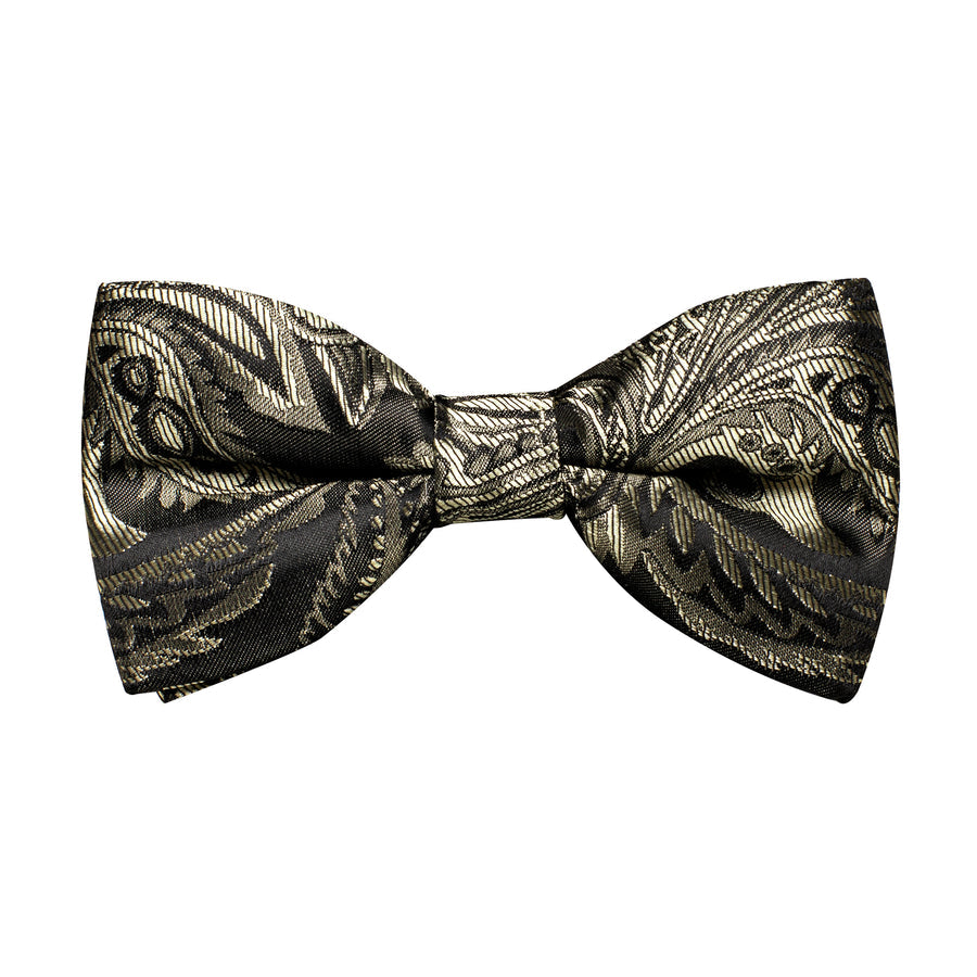 Gray Brown Paisley Silk Men's Collar Bowtie Vest Set vest set    - Sophisticated Gentlemen