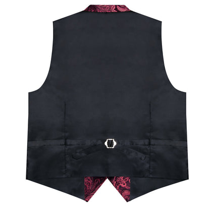 Burgundy Red Paisley Men's Collar Vest Set vest set    - Sophisticated Gentlemen