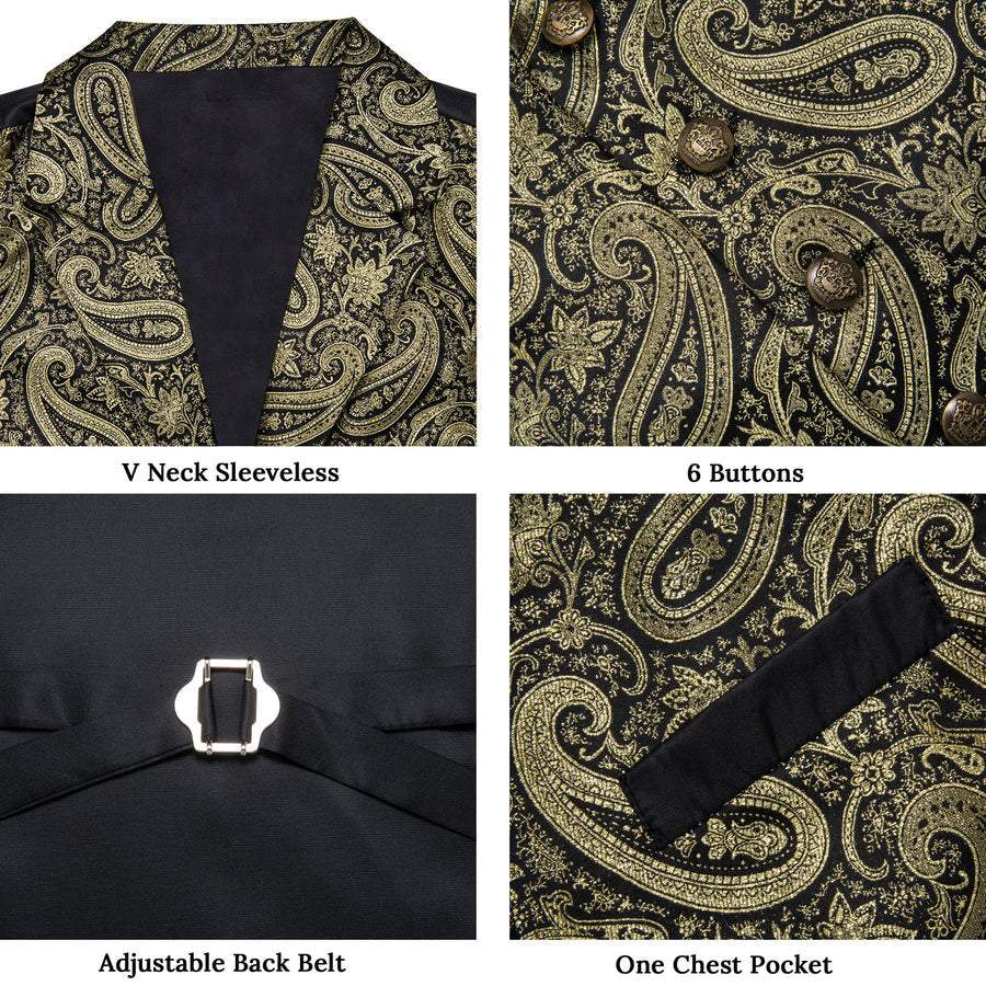 Gray Brown Paisley Men's Collar Vest Set vest set    - Sophisticated Gentlemen