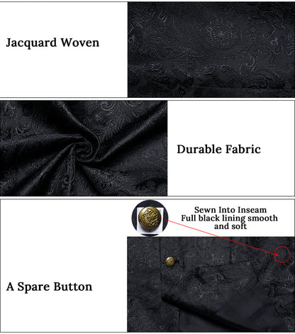 Black Paisley Men's Collar Vest Set vest set    - Sophisticated Gentlemen