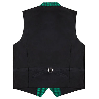 Black Green Plaid Classic Men's Collar Vest Set vest set    - Sophisticated Gentlemen