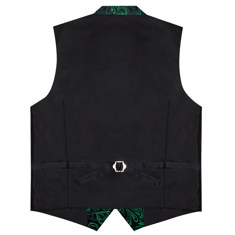 Black Dark Green Paisley Men's Collar Vest Set vest set    - Sophisticated Gentlemen