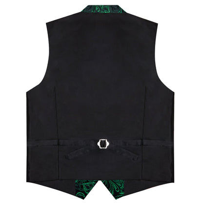 Black Dark Green Paisley Men's Collar Vest Set vest set    - Sophisticated Gentlemen