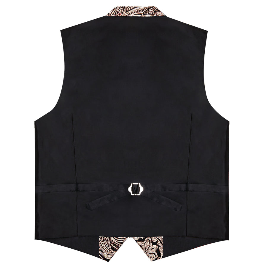 Black Gold Pink Floral Jacquard Vest Set vest set    - Sophisticated Gentlemen