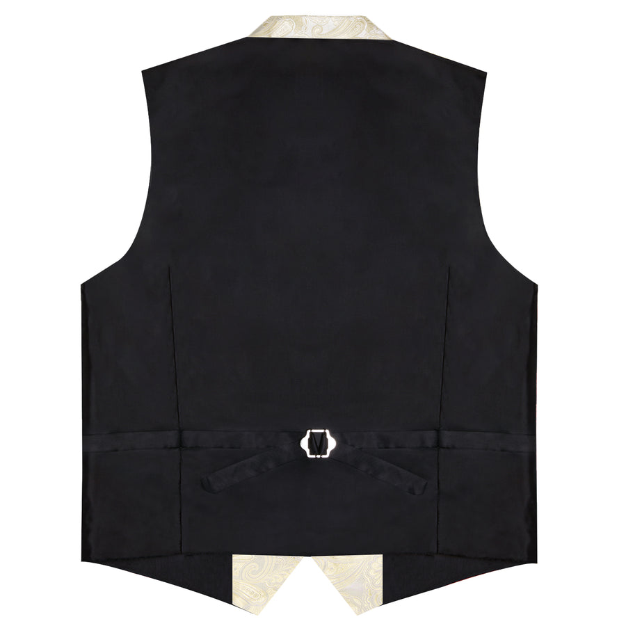 Linen White Paisley Men's Notched Collar Vest Set vest set    - Sophisticated Gentlemen