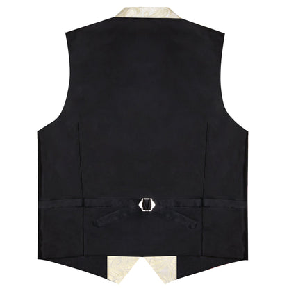 Linen White Paisley Men's Notched Collar Vest Set vest set    - Sophisticated Gentlemen