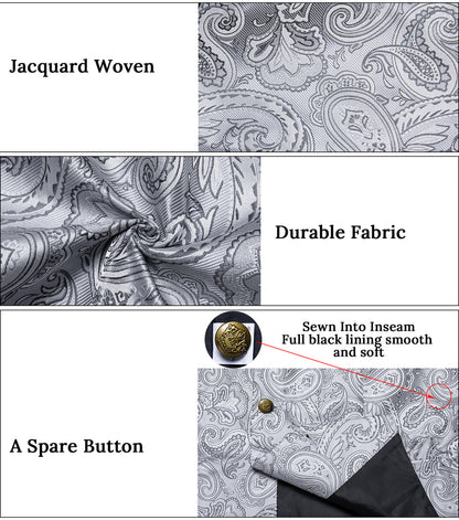 Sliver Gray Paisley Men's Collar Vest Set vest set    - Sophisticated Gentlemen