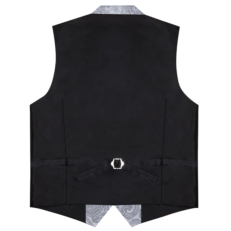 Sliver Gray Paisley Men's Collar Vest Set vest set    - Sophisticated Gentlemen